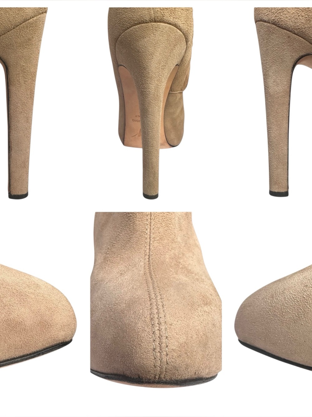 Giuseppe Zanotti Cindy Suede Leather Ankle Bootie Beige Taupe Stiletto Heel US 6 - Picture 17 of 17